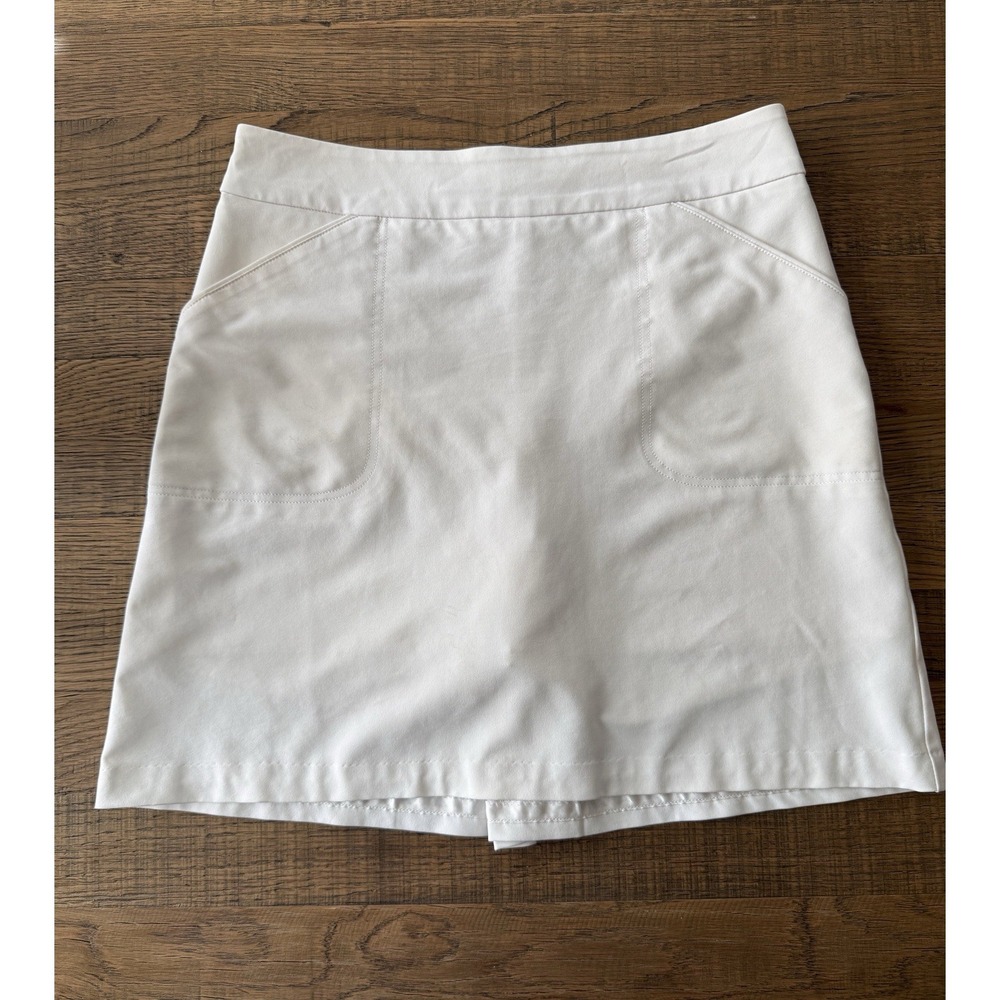 PETER MILLAR Women's 4 Wicking Golf Skort White UPF 50 Back Pleat EUC